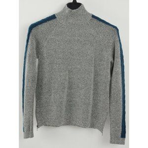 New Willow & Clay Women's Small Gray Blue Zip Accent Turtleneck Raglan Sweater